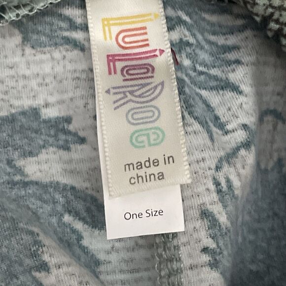 LuLaRoe OS Leggings Palm Trees Coconut Palm  - One Size Floral  Green Gray - Picture 10 of 10